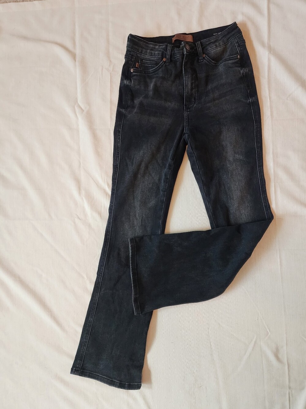 Judy Blue Mid-Rise Bootcut Jeans 5/27 Short Faded Black Acid Wash / Mineral Wash